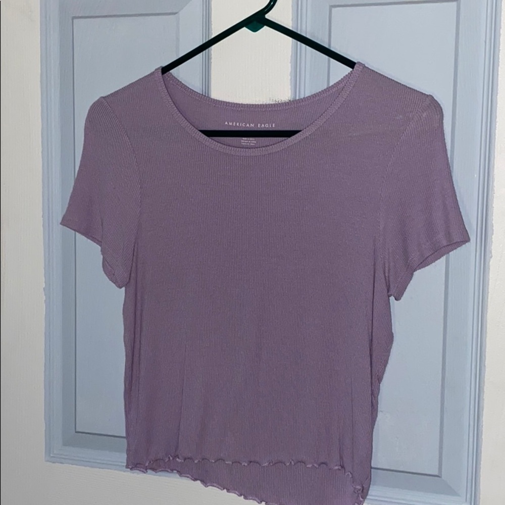 Purple Cropped Ribbed Babygirl tee